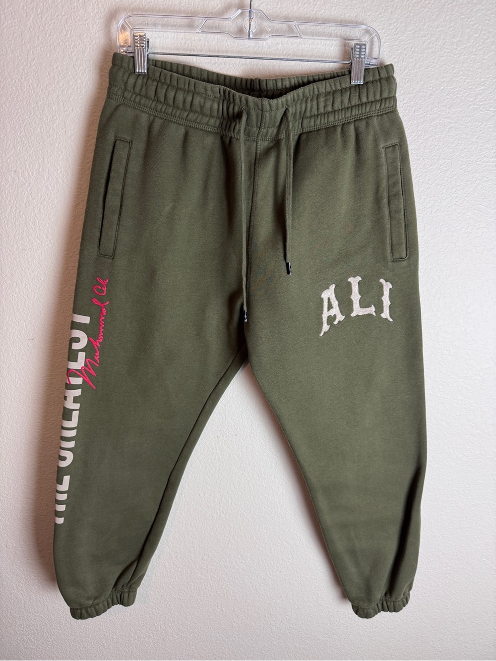 Shoe Palace Muhammad Ali Men’s Army Green Fleece Joggers Size Medium